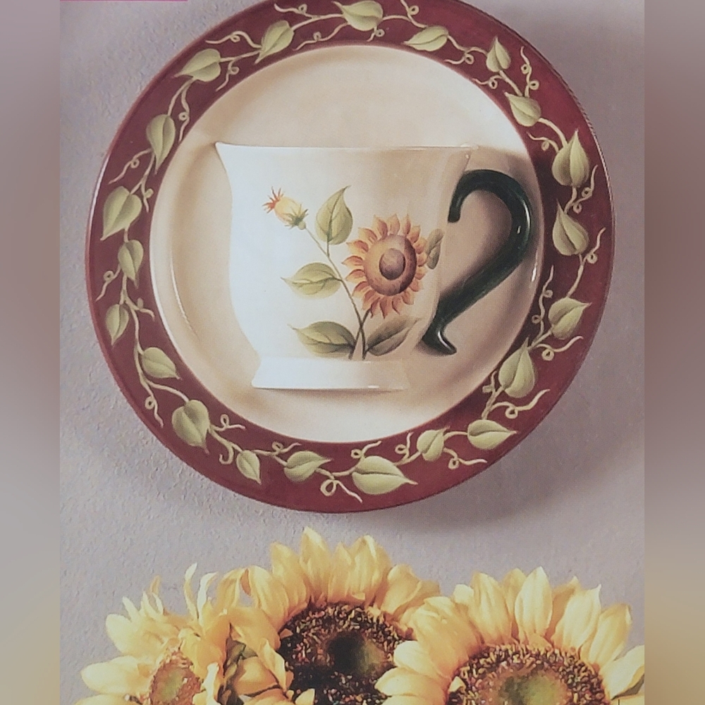 ☕️Sunflower Plate and Cup Plaque Hand🌻